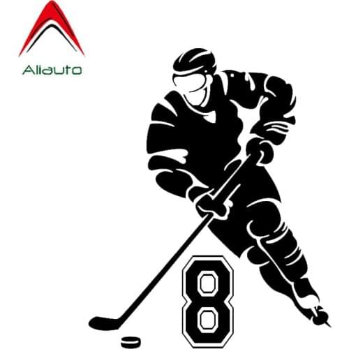 Aliauto Hockey Player Decor Car Stickers Silhouette Waterproof Reflective Creative Decal Accessories Black Silver PVC,16cm*13cm