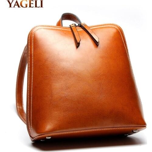 Brand design fashion women genuine leather backpacks for teenage girls high quality shoulder bag female zipper school bags