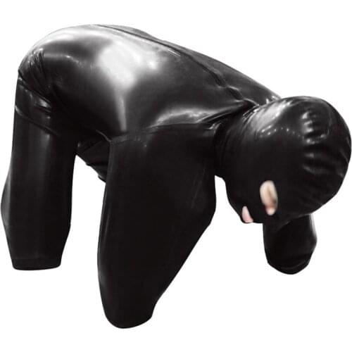 Men Sexy Wetlook Faux Leather Latex Catsuit Bodysuit Erotic Lingerie zentai gay cosplay fetish Wear pvc costume Black Prisoner