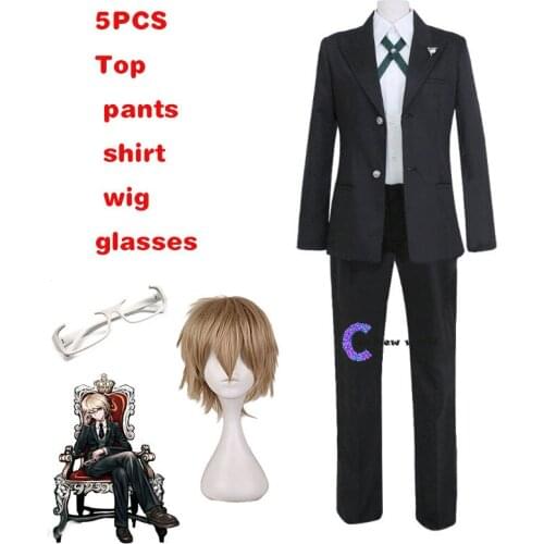 Danganronpa Byakuya Togami Cosplay Costume Brown Short Wig Dangan Ronpa Men Uniform Jacket Shirt Pants Halloween Outfit Women