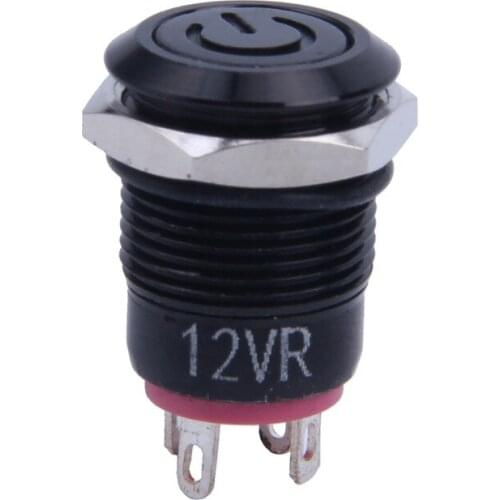 Red 12V 2A 9.5mm LED Metal Cap Power Momentary Push Button Switch Car DIY Modified