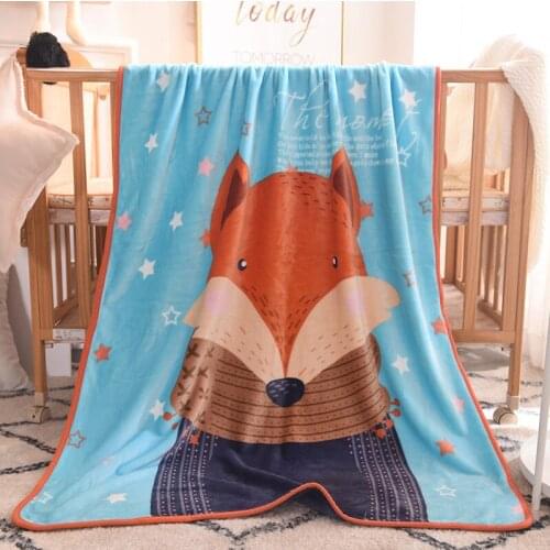 Lannidaa Winter Cartoon Fox Coral Fleece Blanket For Baby Kids Soft Microfiber Bed Sofa Blanket Bedsheet Bed Cover Throw Blanket