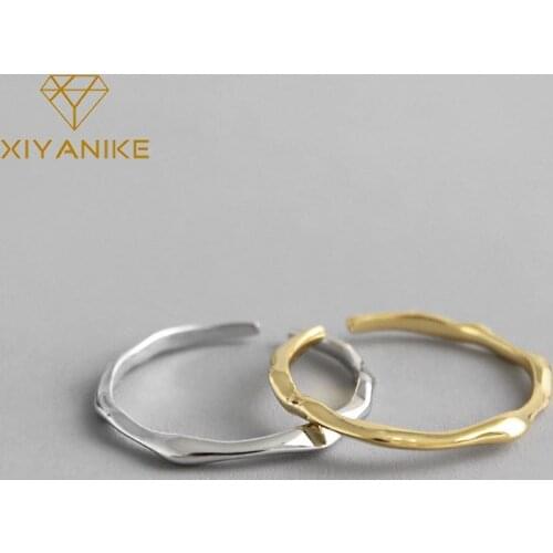 XIYANIKE 925 Sterling Silver HOT Sale Geometric Irregular Thin Ring Women Fashion Cool Smooth Minimalist Adjustable Ring Jewelry