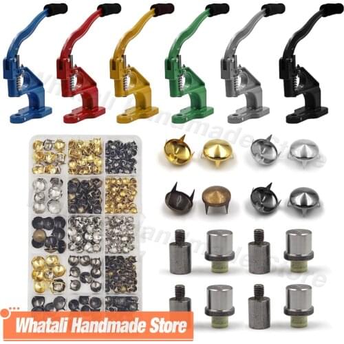 Hand Press Machine Round Cone Claw Rivet Kits Spike Studs Spots Nailhead Mold For DIY Leathercraft Shoes Clothing Bag Caps Parts