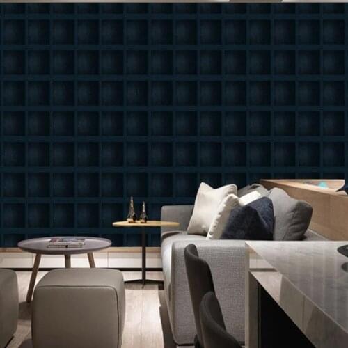 Milofi large wallpaper mural custom 3D black square square lattice entrance hall background wallpaper mural
