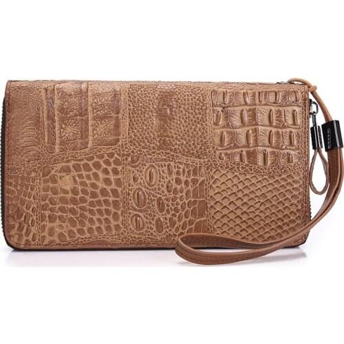 Crocodile pattern genuine leather men wallet card holder wallet mobile phone bag male purse Brand business wallet men clutch bag