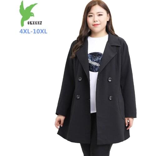 New Oversize Autumn Black Blazer Jacket Womens Double-breasted Casual Tops Female Slim Plus size 4XL-10XL Suit Outerwear G761