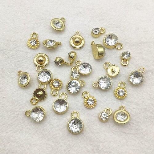 New Arrival! 100pcs Zinc alloy rhinestone Round Charm For Bracelet Necklace Earring Parts DIY Accessories,Jewelry Findings