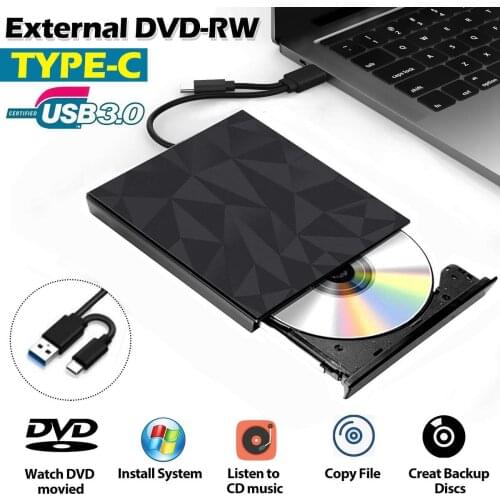 NEW USB 3.0 Type C DVD Drive CD Burner Driver High-speed Read-write Recorder External DVD-RW Player Writer Reader for WIN7/8/10