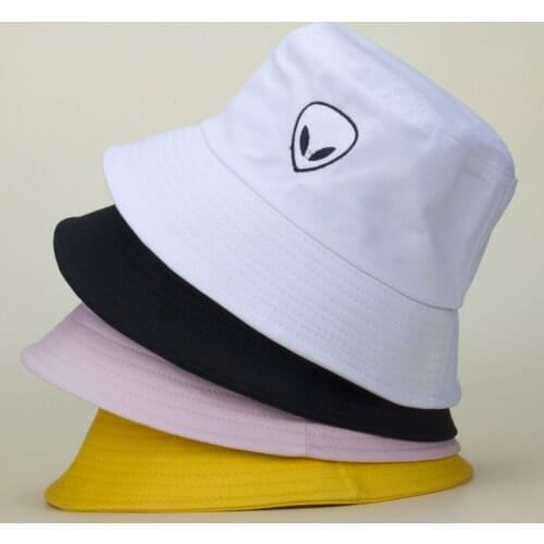 Unisex Embroidered Alien Bucket Hat Foldable travel Sun Hat Street Headwear Fisherman Outdoor Cap Men and Woman Hat