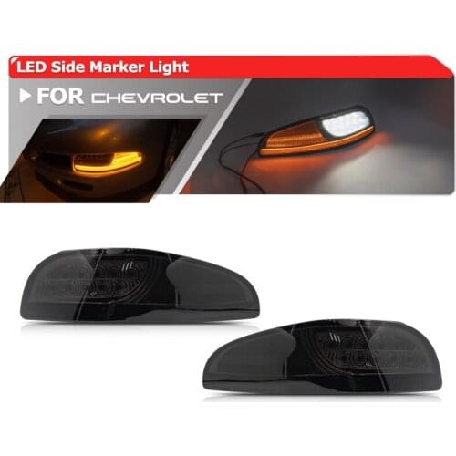 For Chevrolet Corvette C5 1997-2004 Euro-Style Smoked Front Bumper Led Fender Side Marker Lights Dynamic Turn Signal/DRL Parking