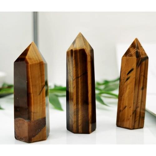 1PC Natural Yellow Tiger Eye Quartz Crystal Point Tower Healing Stone Energy Ore Mineral Obelisk Home Decor Ornaments 50-80mm
