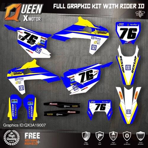Queen X MOTOR Custom Team Graphics Decals 3M Stickers Kit For Husqvarna Decal 2019-N TC FC TX FX FS 2020-N TE FE 125-450CC 07