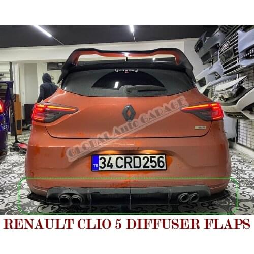 For Renault Clio 5 Diffuser Flaps 2019 2020 2021 Rear Bumper Extension Attachment Car Styling Auto Universal Ornament Tail Apron