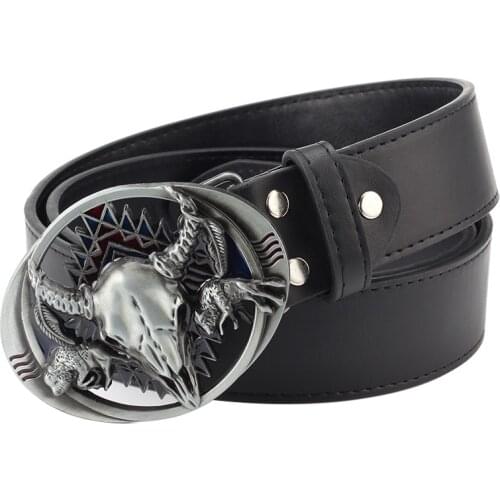 Hollow out alloy cow buckle leisure belt