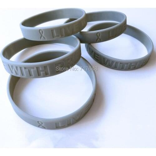 300pcs Debossed gray purple pink Live with Pride and Awareness wristband silicone bracelets free shipping by FEDEX