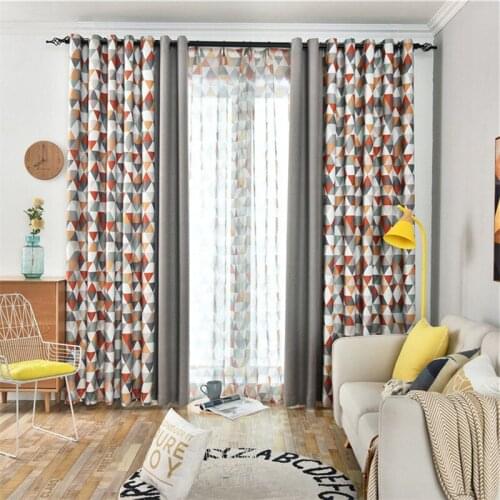 Modern Grey Coffee Yellow Blue Joint Geometric Home Decorative Window "Customise"Curtain For Bedroom