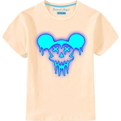 Beloved Angel Luminous Short Sleeves T-Shirts For Boys Girls T Shirt Kids Christmas Baby Girl Tops 3-15 Years Teenager TShirt