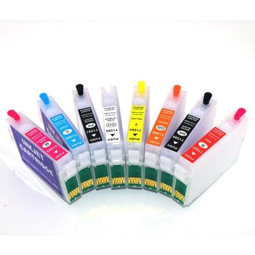 T1590-T1599 For Epson Stylus R2000 refill ink cartridge with auto reset chip 8 color for Epson T1590