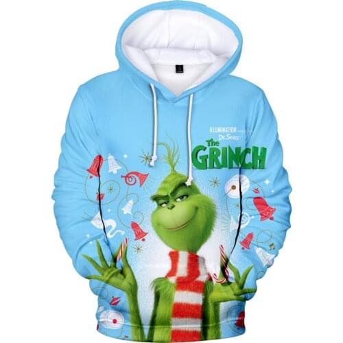 3D Green Grinch Hoodies Men Women Sweatshirt Fashion Hooded Spring Autumn Casual O-Neck ​Harajuku Hip Hop Trend Oversized Hoodie