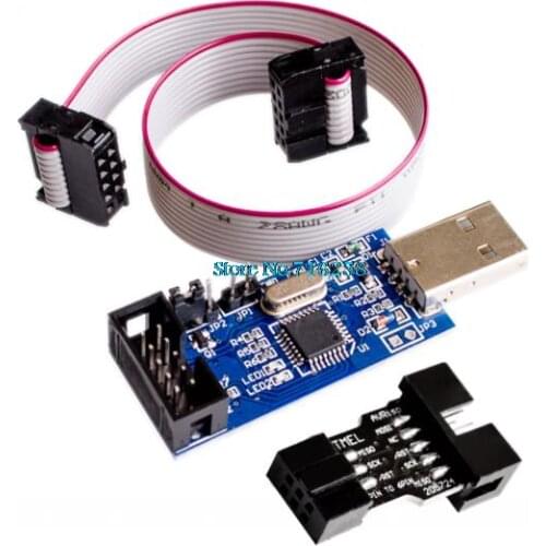 2 PCS =1PC SBASP USB AVR Programmer for USB ASP USBISP ISP Bootloader NEW+ 1PC 10PIN TO 6PIN ADAPTER