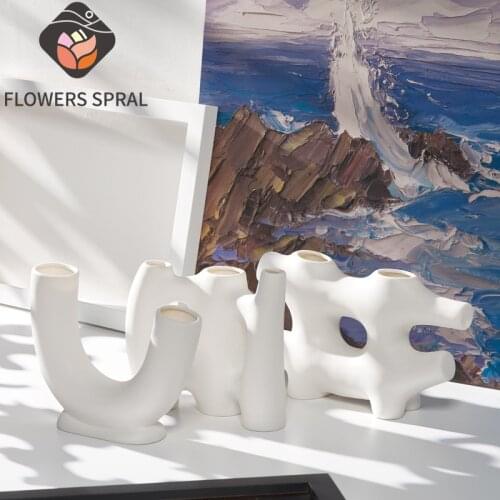 Nordic Fence Shape Vase Ceramic Dried Flower Vase Decoration Cafe Photo Studio Art Decoration Creative Christmas Gift