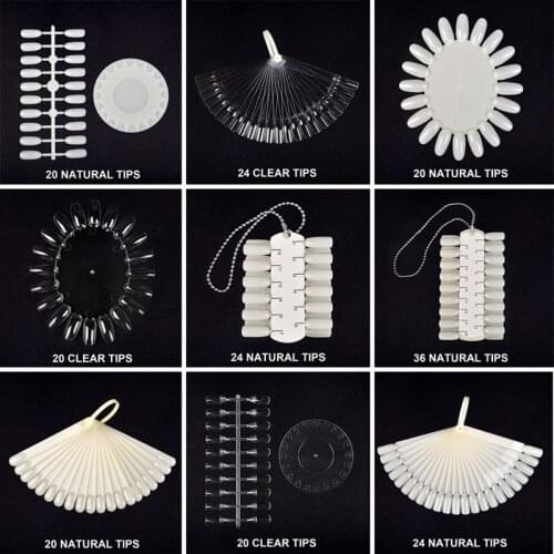 False Nail Tips Clear Natural Nail Art Display Finger Full Card Color Palette Acrylic UV Gel Polish Practice Display Tool