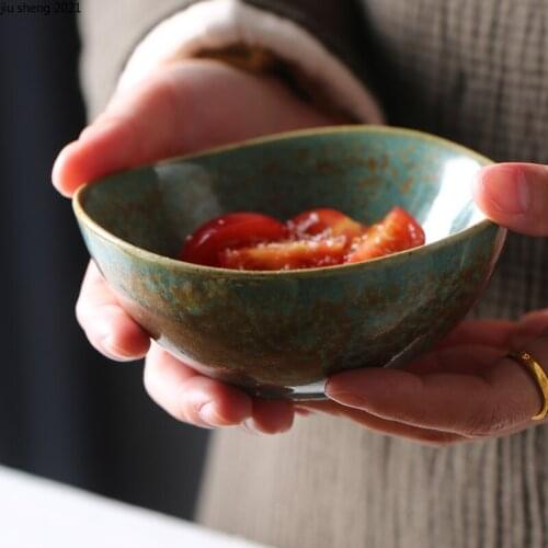 Japanese Ceramic Ramen Bowl Retro Green Plate Creative Home Large Capacity Noodle Soup Salad Dessert Bowl Restaurant Tableware