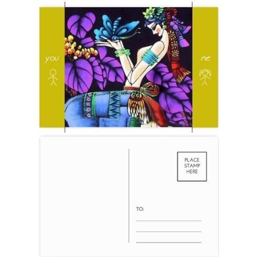 Woman Butterfly Romance Moonlight Tree Friend Postcard Set Thanks Card Mailing Side 20pcs