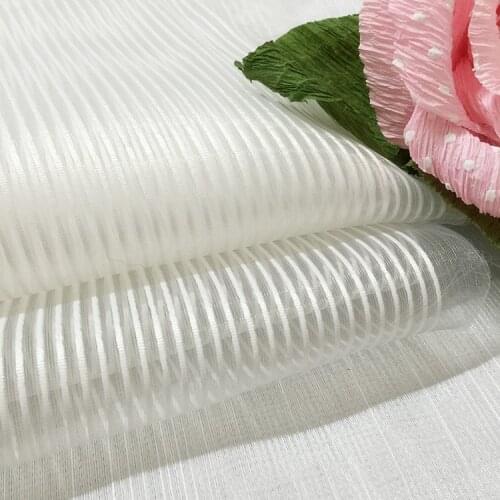 Free shipping Stereo striped organza four yarn fabric jacquard fabric handmade DIY Women