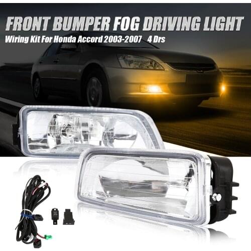 1 Pair Front Fog Light Lamp For Honda Accord 4DR 2003-2008 Front Bumper Driving Fog Light Assembly Harness Switch+Wiring KIT