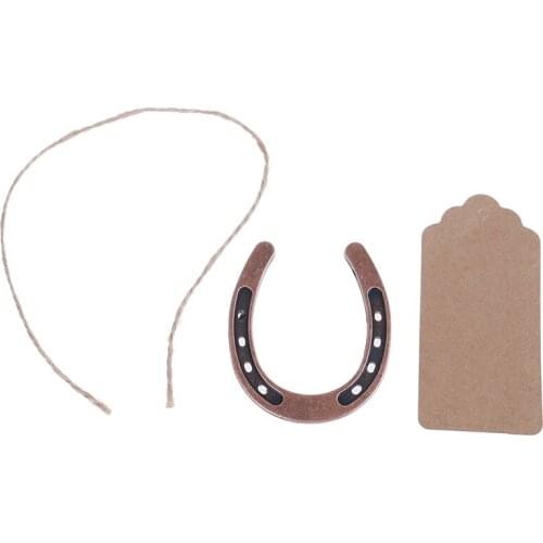 1 PC Metal Horseshoe Table Centerpieces Kraft Paper Tag Bronze Party Favor Supply Wedding Gifts Souvenirs 60*70mm