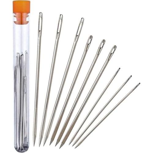KAOBUY 10PCS Leather Hand Sewing Needles Large Eye Stitching Needle Leather For Special Shape Needle Sewing Tools