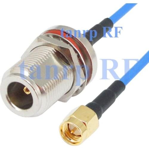 15CM coaxial Sexi Flexible blue jumper cable RG405 6in SMA male plug to N female with nut bulkhead RF 3G 4G router WIFI