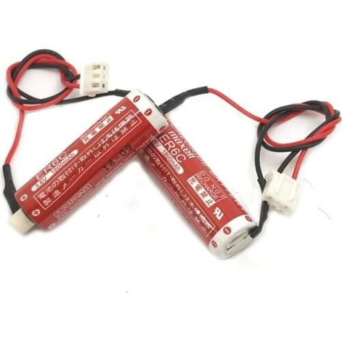 2pcs/lot New Original Version Maxell AA 14500 ER6C 3.6V 1800mah Lithium Thionyl Chloride Battery PLC Batteries With White Plug