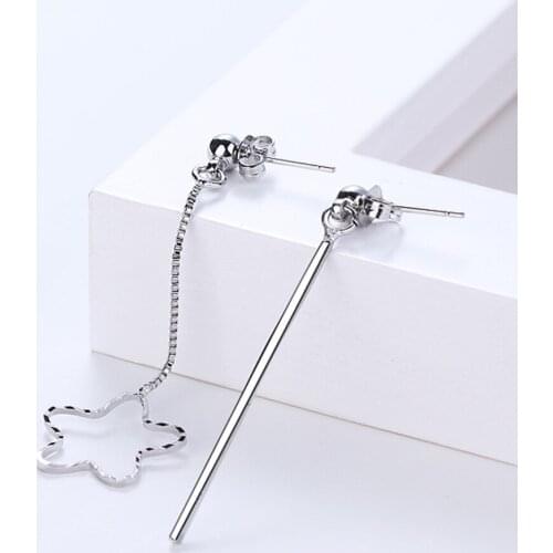2019 Fashion white gold Earrings Asymmetric Star Earrings Long Paragraph Temperament Simple Wear Ear Women Jewelry