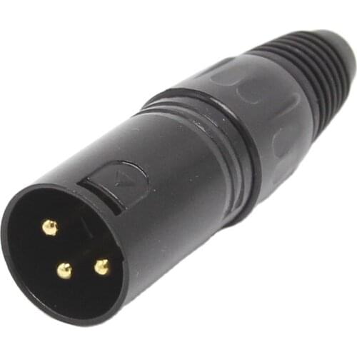 Gold plating 3Pin black XLR connector for Microphone connector MIC Adapter connector