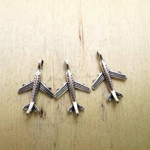 40pcs- 22x15mm Airplane Charms Mini Aircraft plane charm pendants DIY necklace/ bracelets charms antique silver tone