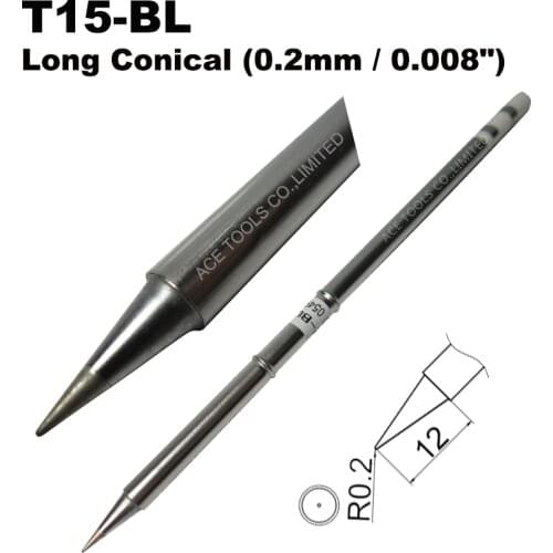 5 PCS T15-BL Conical 0.2mm Soldering Tips for HAKKO FX-951 FX-950 FX-952 FX-9501 FM-2028 FM2027 IronBit Handle Replacement
