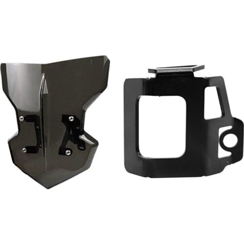 2 Pcs Motorcycle Accessories: 1 Pcs Rear Brake Fluid Reservoir Guard Cover & Wind Shield Screen Mounting Bracket