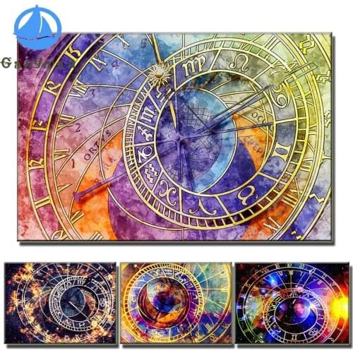New 5D Diy Diamond Painting Color Clock pattern art Mosaic Embroidery Cross Stitch Full Square Canvas Wall Sticker Handmade gift