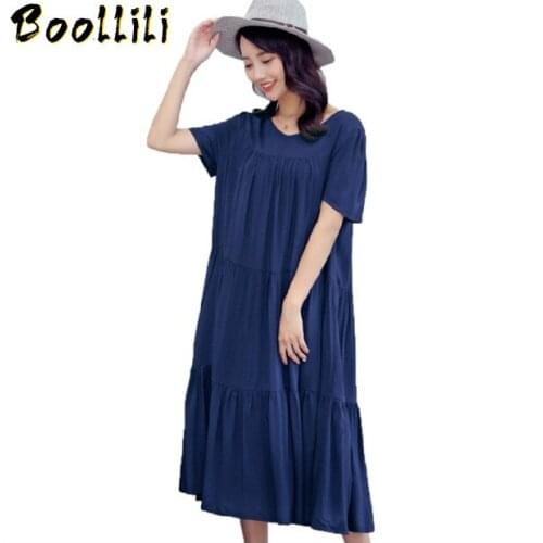 Boollili Plus Size Dresses For Women 4xl 5xl 6xl Summer Dress Ropa Mujer Verano 2020 Casual Loose Cotton Dress Vestidos