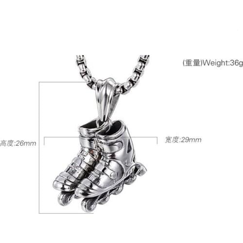 Vintage Sporty 316L Stainless Steel Polished Silver Color Ice Skates Men Punk Jewelry Pendant Necklace Free Box Link Chain 24