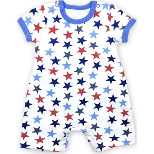 Baby Rompers For Boys Short Sleeve Cute Cotton Print Summer Outfit Infant Jumpsuits 3-24 Months Baby Boys Clothes