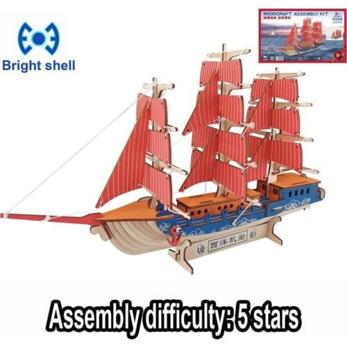 DIY arts and 3D ship Handmade Wooden Craft toys Party Arts Puzzles Model Decoration for children kid Toy Birthday Best Gift