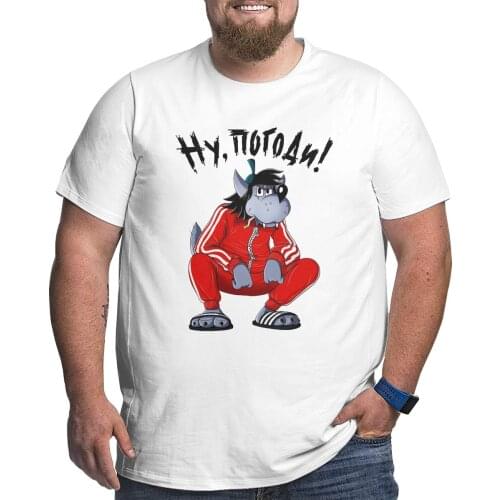 Mens Nu Pogodi Wolf T Shirts Cotton Tops Vintage Short Sleeve Big Tall Tees Plus Size Big Size Large 4XL 5XL 6XL T-Shirt
