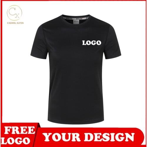 T-shirt top 6-color custom logo short-sleeved high-end cotton flashing fabric quick-drying round neck printing DIY brand text