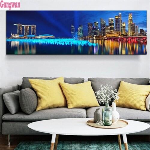 Hot Sale!5D Full Square Diamond Painting Mosaic picture of rhinestone round Diamond Embroidery Large Modern blue City night view