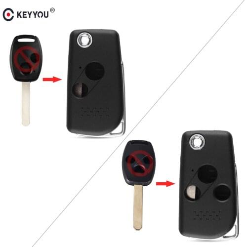 KEYYOU 2/3BT Uncut Blade Flid Folding Key Remote Fob Case Car Key For Honda 2003 2008 2009 Accord Cr-V Civic Insight Ridgeline