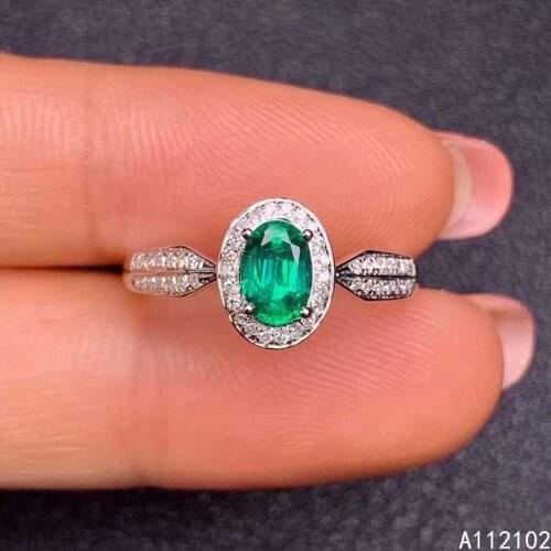 KJJEAXCMY fine jewelry 925 sterling silver inlaid natural emerald noble girl new gemstone ring support test Chinese style